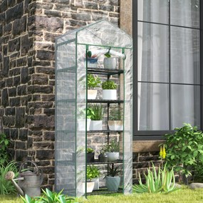 Estufa de jardim para varanda com 5 prateleiras, 0,69 x 0,49 x 1,93 m, em aço com lona removível em PE branco
