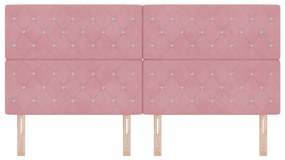 Cabeceira Botão de Cristal Tufted Rosa 200 cm Veludo