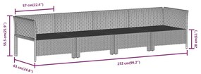 8 pcs conjunto lounge de jardim c/ almofadões vime PE cinzento