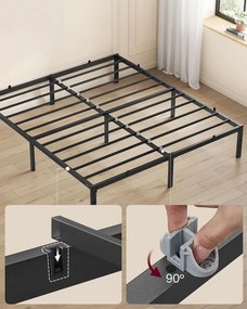 Estrutura de cama de casal em metal 160 x 200 cm moderna preto
