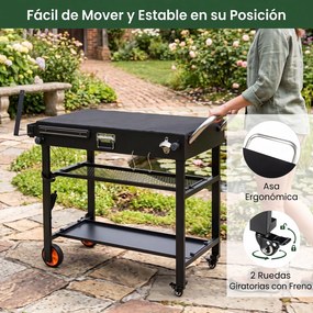 Carrinho Auxiliar para Churrasco, 109 x 46 x 86,5 cm, Dobrável, Preto