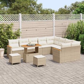 Sofá de Jardim Modular de 12 Peças com Almofadas Bege