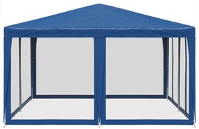 Tenda p/ festas c/ 8 paredes laterais malha 4x4 m PEAD azul