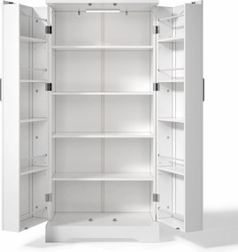 Armário de Cozinha Multifuncional Porta Dupla com 5 Rodas 2 com Travão 60x35x128 cm Branco | AOSOM Portugal