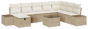 Conjunto de sofá de jardim com 9 peças e almofadas em rattan sintético