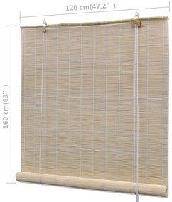 Estores de rolo em bambu natural 2 pcs 120x160 cm