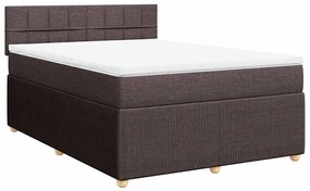 Cama com molas/colchão 160x200 cm tecido castanho-escuro