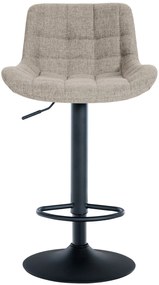 Banco de bar Tover em tecido e com estrutura preta 48 x 81-105 x 54 cm Castanho acinzentado