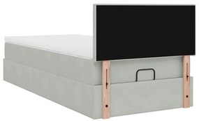 Estrutura de cama otomana com colchão cinza claro Veludo