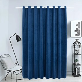 Cortina blackout c/ argolas metal 290x245 cm veludo azul-escuro