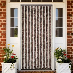 vidaXL Cortina anti-insetos 100x200 cm chenille bege e castanho-claro