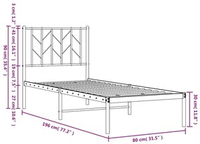 Estrutura de cama sem colchão com cabeceira 75x190 cm branco