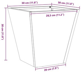 Vaso/floreira de jardim 30x30x30 cm aço galvanizado