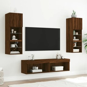 Móvel de TV com luzes LED 60x30x30 cm carvalho castanho