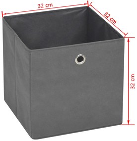 Caixas arrumação 10 pcs não-tecido (TNT) 32x32x32 cm cinzento