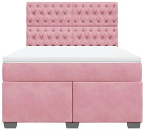 Cama com molas/colchão 160x200 cm veludo rosa