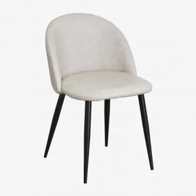 Pacote De 4 Cadeiras De Jantar Estofadas Em Couro Sintético Kana Toupeira Claro & Negro - Sklum