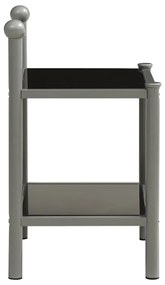 Mesas de cabeceira 2 pcs metal cinzento e vidro preto