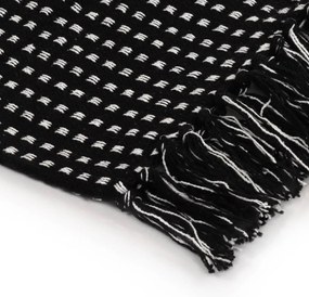 Manta em algodão aos quadrados 220x250 cm preto