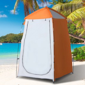 Tenda de Duche Campismo Portátil UV+25 Tenda de Privacidade para Casa de Banho Trocador 123x121x98cm Laranja