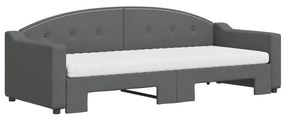 Sofá-cama c/ gavetão e colchões 80x200cm tecido cinzento-escuro