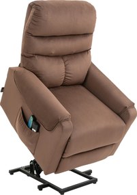 HOMCOM Poltrona de TV Elevatória Elétrica, Poltrona de Massagem com Função de Reclinar e Aquecimento, Poltrona Relax Ajustável com Controle Remoto e Bolso Lateral Tecido de Poliéster Marrom | Aosom Portugal