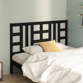 Cabeceira de cama 126x4x100 cm pinho maciço preto