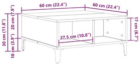 Mesa de Cafe da vidaXL Madeira Antiga 60x60x30 cm Madeira Engenharia