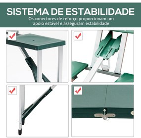 Mesa Dobrável de Acampamento com 4 Cadeiras Bergen – 136x84,5x66 cm –