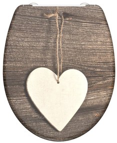 435107 SCHÜTTE Assento sanita c/ fecho suave WOOD HEART duroplast estampado