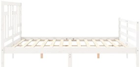 Estrutura de cama com cabeceira 200x200cm madeira maciça branco
