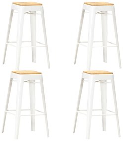 vidaXL Bancos de bar 4 pcs madeira de mangueira maciça branco