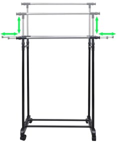Cabides para roupas ajustáveis com 2 varões 2 pcs