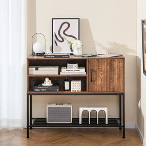 Aparador Elvas com Suporte para Garrafas e Estante Inferior – 100x35x8