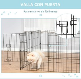 PawHut Parque para Cães 8 Painéis 61x61cm Dobráveis Gaiola Metálica pa