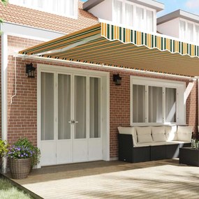 Toldo Manual Retrátil Verde e Amarelo 600x300 cm
