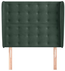 Cabeceira de cama c/ abas veludo 83x23x118/128 cm verde-escuro