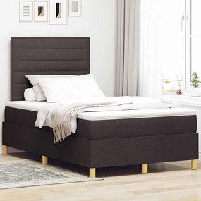 vidaXL Cama Box com colchão Marrom Escuro 120 x 190 cm tecido