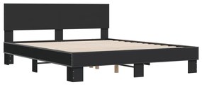 Estrutura de cama 160x200 cm derivados de madeira/metal preto