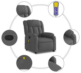 Poltrona de massagens reclinável tecido cinzento-escuro