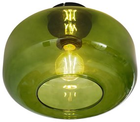 Candeeiro de Teto Retro Preto com Vidro Verde - Bizle Retro