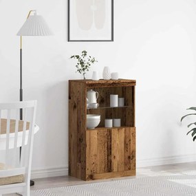 Sideboard vidaXL com Luzes LED Madeira Velha 60x37x100 cm