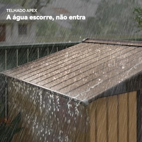 Abrigo de Jardim 2,42 m² 213x130x185 cm Abrigo de Jardim Metálico com Porta Deslizante Ventilação e Kit de Fundação Castanho