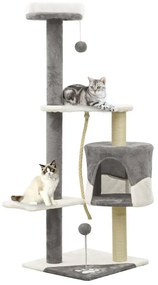 vidaXL Árvore gatos c/ postes arranhadores sisal 120cm cinzento/branco
