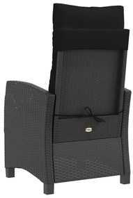 Cadeiras de jardim reclináveis c/ almofadões 2pcs vime PE preto