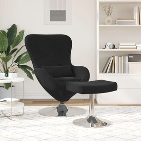Poltrona Egg vidaXL com Puff Veludo Preto