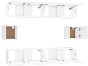 Conjunto móveis de TV 6 pcs madeira processada branco