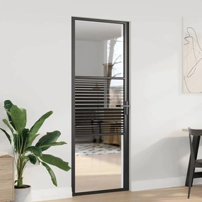 vidaXL Porta de vidro Riscas Preto 76 x 3.5 x 201.5 cm Alumínio