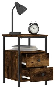 Mesas de cabeceira 2 pcs derivados de madeira carvalho fumado