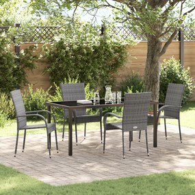 vidaXL Conjunto de Jantar de Jardim com 5 Peças - Vime PE Cinza